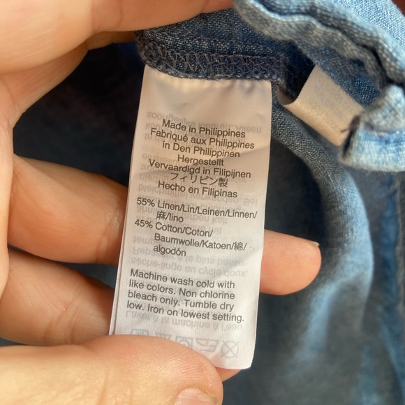 Madewell chambray linen blend central shirt dress M - Picture 4 of 5